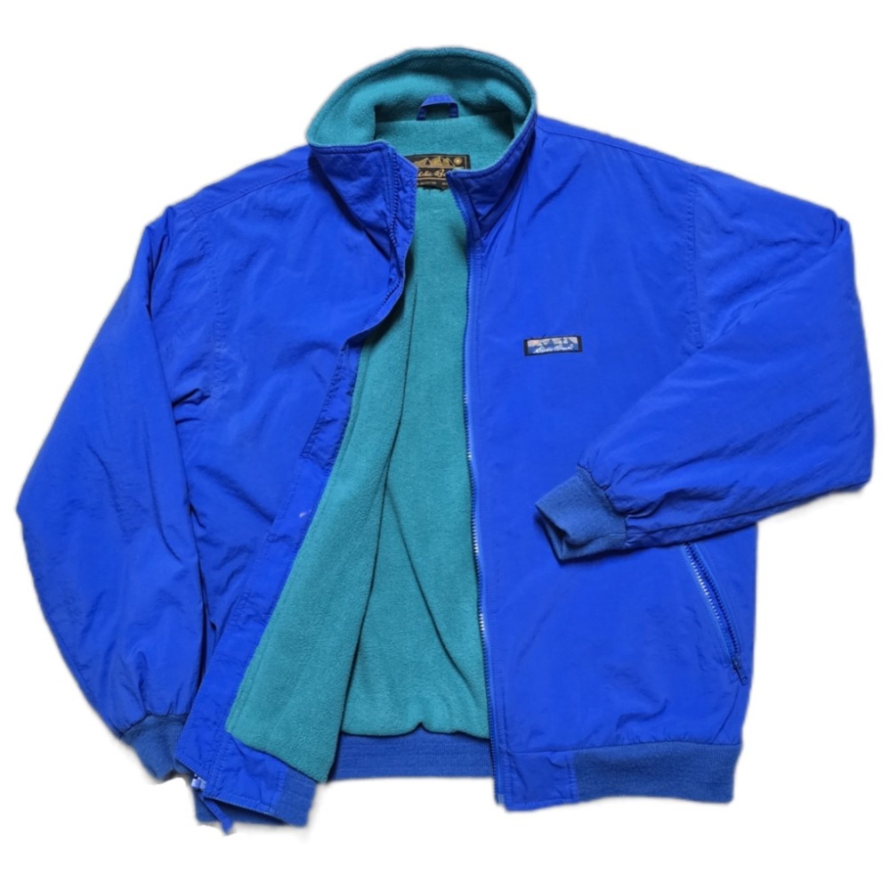 Vintage 90s Eddie Bauer Bomber Jacket Fleece Lined‎ Windfoil USA Made Size Large